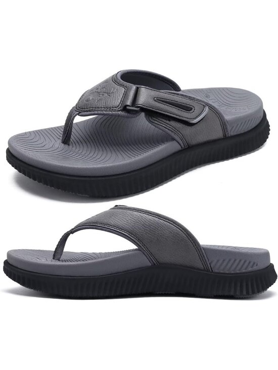 Men\'s Grey Adjustable Thick Athletic Cushion Orthotic Flip Flops Sandal Shoes